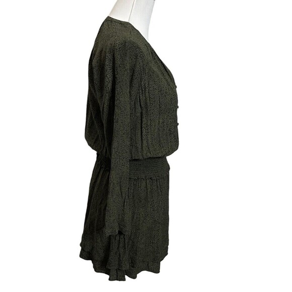 RAILS Jasmine Dress Olive Speckled V Neck Mini Smocked Waist Women’s Small - Picture 6 of 12
